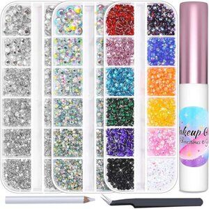 6300Pcs Face Gems with Rhinestones Glue for Makeup, Eye Gems Flat Back Rhinest